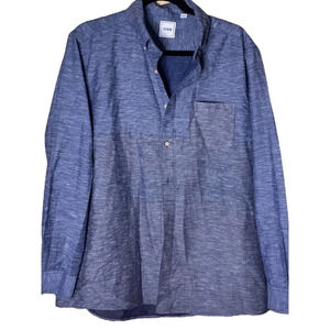 ROWM Men's Chambray Colorblock Two-Tone Long Sleeve Shirt Size Large